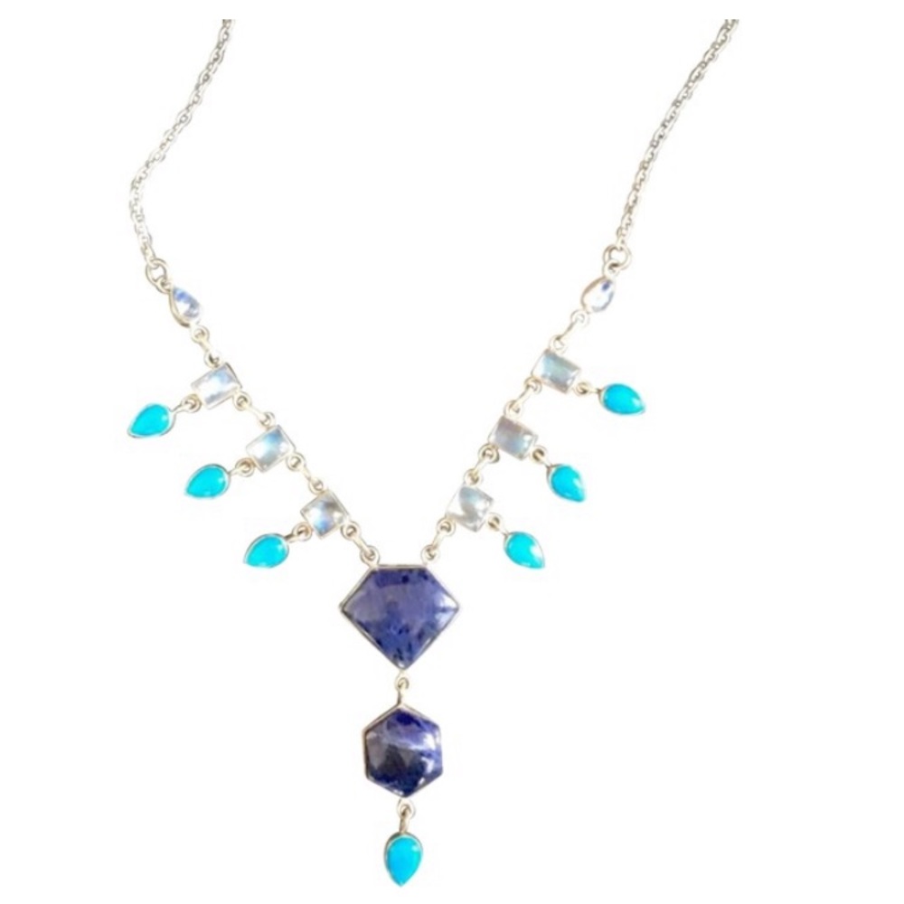 Nicky Butler moonstone, turquoise & lapis necklace